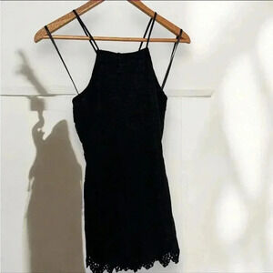 NWT JOA BLACK EYELET LACE ROMPER  XS